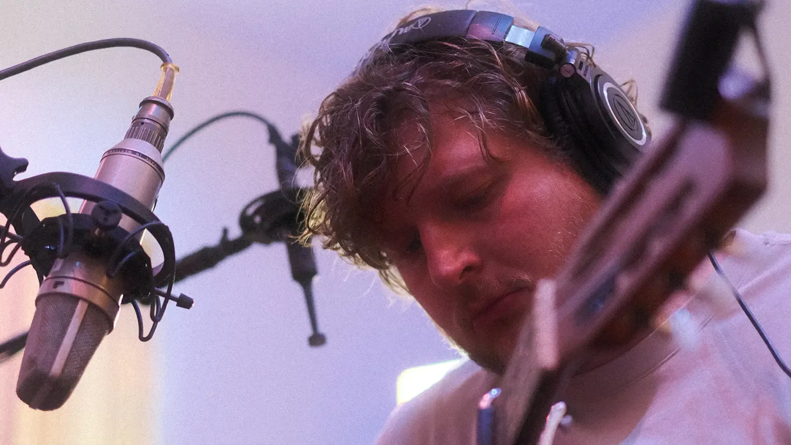 Porter Smith recording guitar